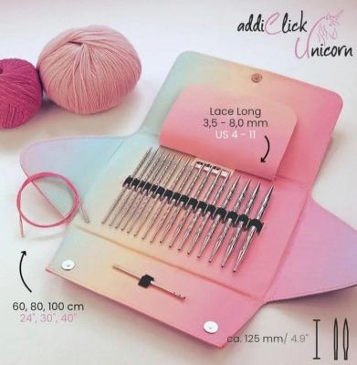 Набор круговых длинных спиц со сменными лесками Addi Unicorn Lace Long атр.720-2